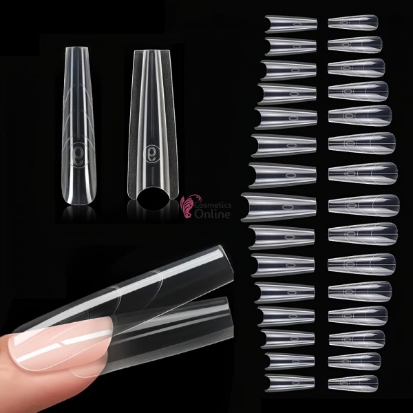Tipsuri duble 240 bucati Sandwich Dual Nail Form Tips Transparente Cod TPS222BB Patrate